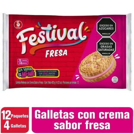 GALLETAS FESTIVAL LARGA FRESA X 12UND