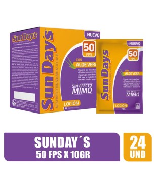 SUNDAYS PROTECTOR SOLAR 50FPS 10GR X 24UND