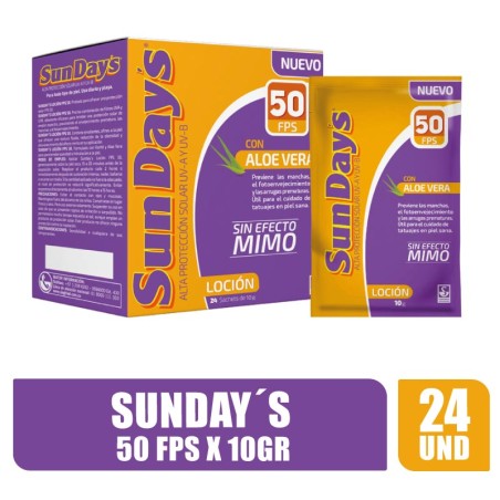 SUNDAYS PROTECTOR SOLAR 50FPS 10GR X 24UND