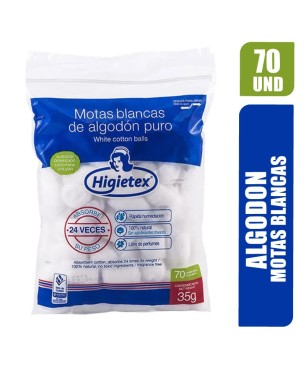HIGIETEX ALGODON MOTAS BLANCAS X 70UND