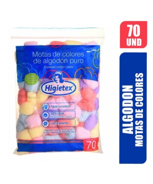 HIGIETEX ALGODON MOTAS COLORES X 70UND