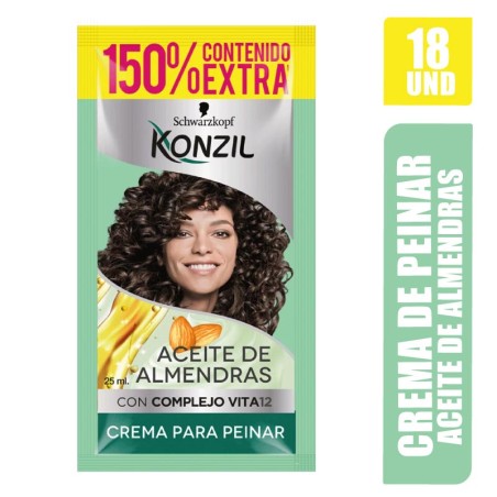 CREMA DE PEINAR KONZIL ACEITE DE ALMENDRAS 25ML X 18UND
