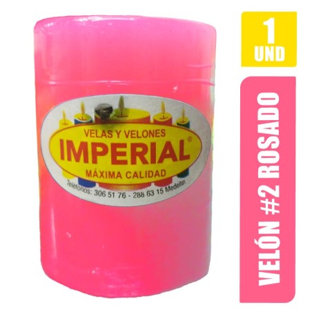 Velón #2 Rosado Largo 7.5cm Grueso 5cm | Distribuidora El Confite
