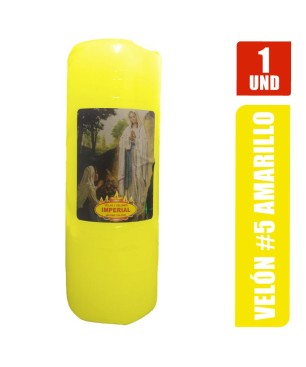 Velón # 5 Amarillo Largo 13cm Grueso 5cm | Distribuidora El Confite