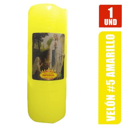 Velón # 5 Amarillo Largo 13cm Grueso 5cm | Distribuidora El Confite