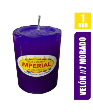 Velón # 7 Morado Largo 7cm Grueso 5.5cm | Distribuidora El Confite