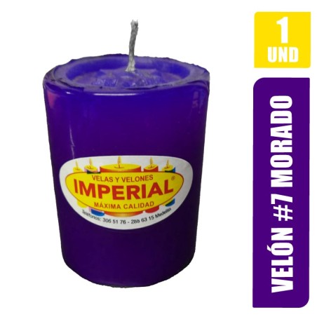 Velón # 7 Morado Largo 7cm Grueso 5.5cm | Distribuidora El Confite