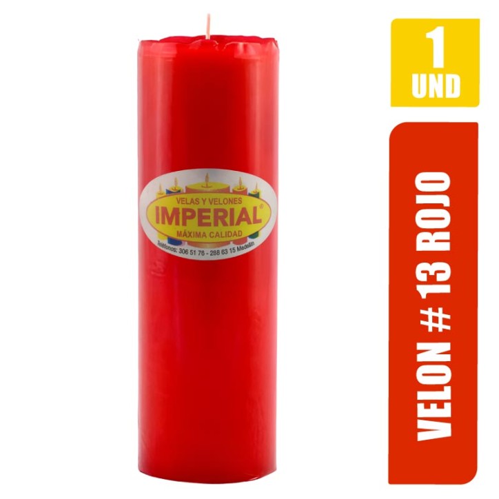 VELON N. 13 ROJO LARGO 19CM GRUESO 6.5CM