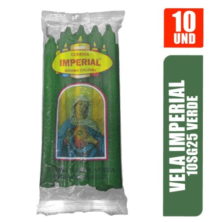VELA IMPERIAL VERDE 10SG25 X 10UND