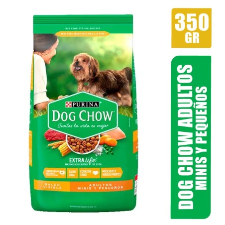 DOG CHOW ADULTOS MINIS Y PEQUEÑOS CARNE POLLO X 350GR