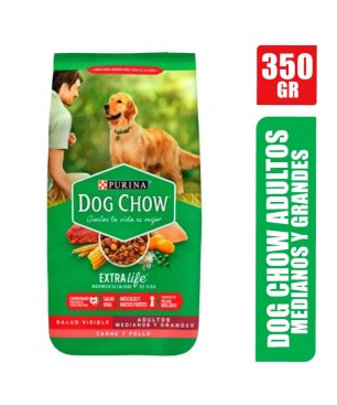 DOG CHOW ADULTOS MEDIANOS Y GRANDES CARNE POLLO X 350GR