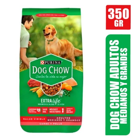 DOG CHOW ADULTOS MEDIANOS Y GRANDES CARNE POLLO X 350GR