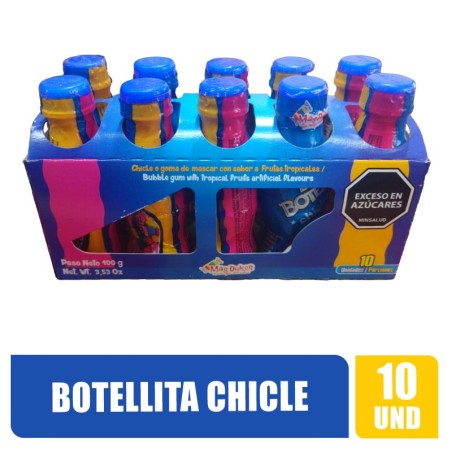BOTELLITA CHICLECITOS MAS DULCES X 10UND
