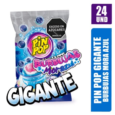 CHUPETAS PIN POP BURBUJAS MORA AZUL GIGANTE X 24UND