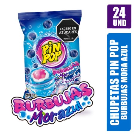 CHUPETAS PIN POP BURBUJAS MORA AZUL X 24UND