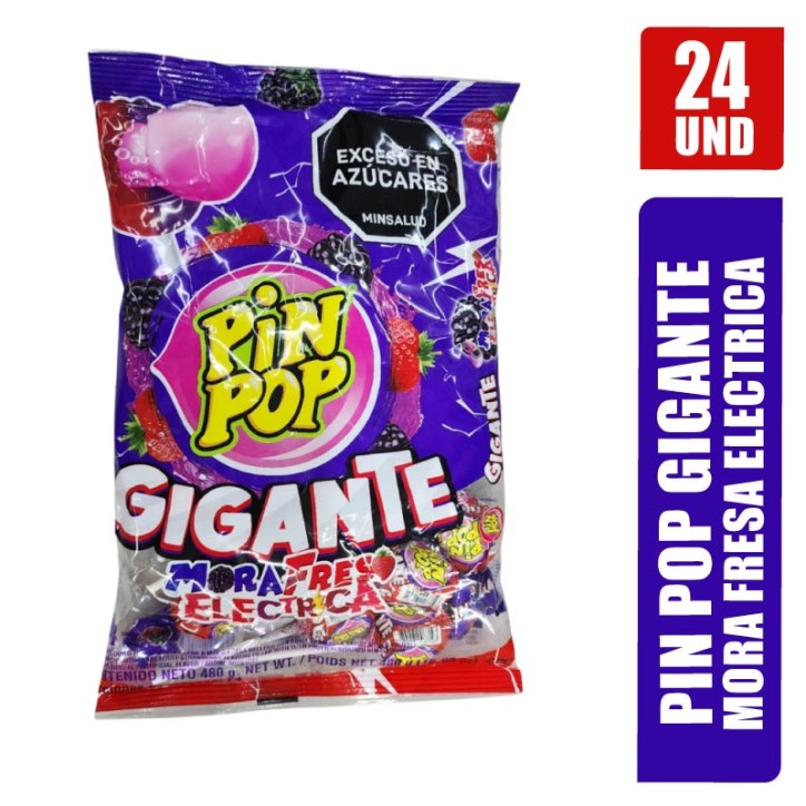 CHUPETAS PIN POP MORA ELECTRICA GIGANTE X 24UND