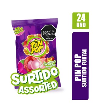 CHUPETAS PIN POP FRUTAL SURTIDO X 24UND