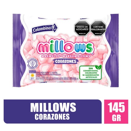MASMELOS MILLOWS CORAZONES X 145GR