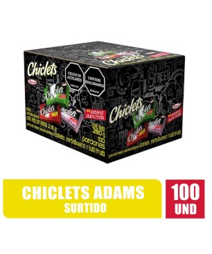 CHICLETS ADAMS SURTIDOS X 100UND