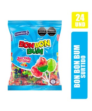 BON BON BUM SURTIDO TROPICAL X 24UND