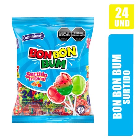 BON BON BUM SURTIDO TROPICAL X 24UND
