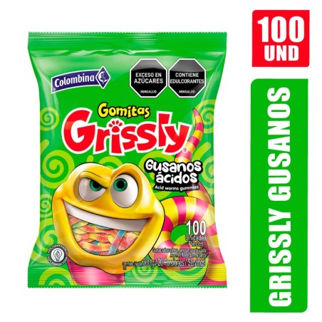 GOMAS GRISSLY GUSANOS BOLSA X 100UND
