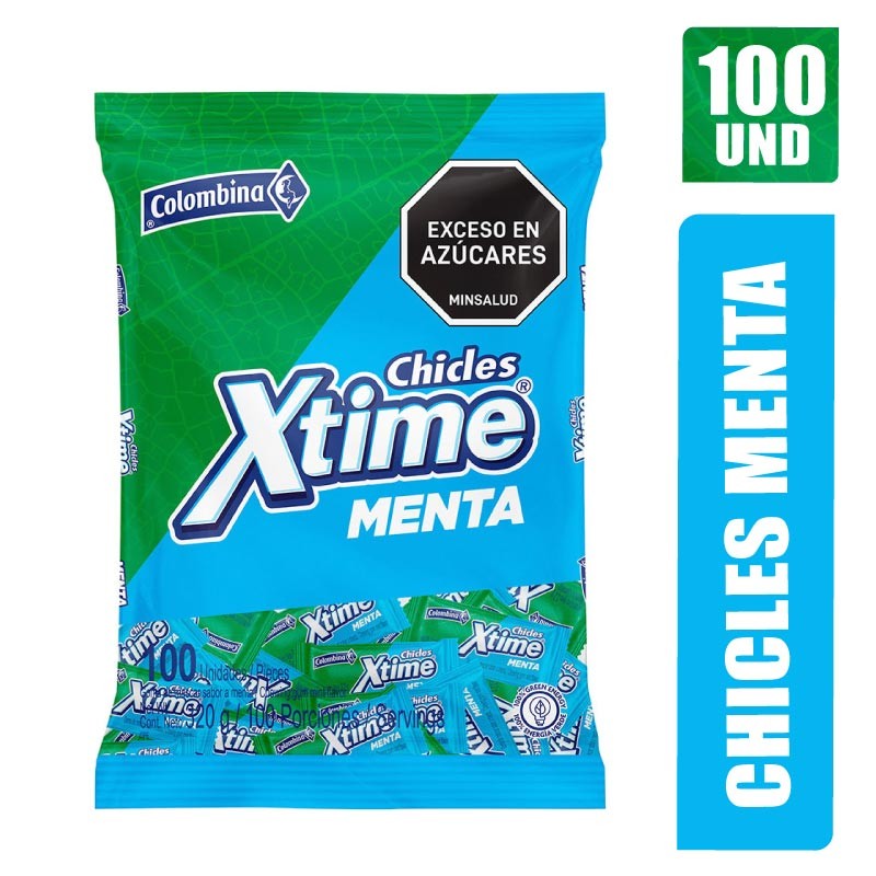 CHICLES XTIME SABOR MENTA X 100UND