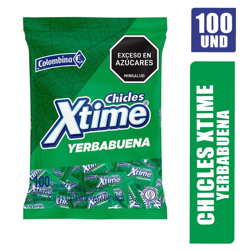 CHICLES XTIME YERBABUENA  X 100UND
