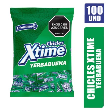 CHICLES XTIME YERBABUENA  X 100UND