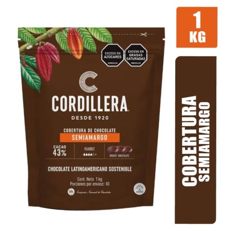 COBERTURA DE CHOCOLATE SEMIAMARGO NEGRA LA CORDILLERA X 1000GR