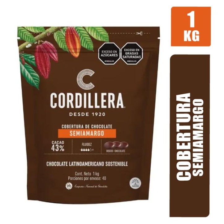 COBERTURA DE CHOCOLATE SEMIAMARGO NEGRA LA CORDILLERA X 1000GR