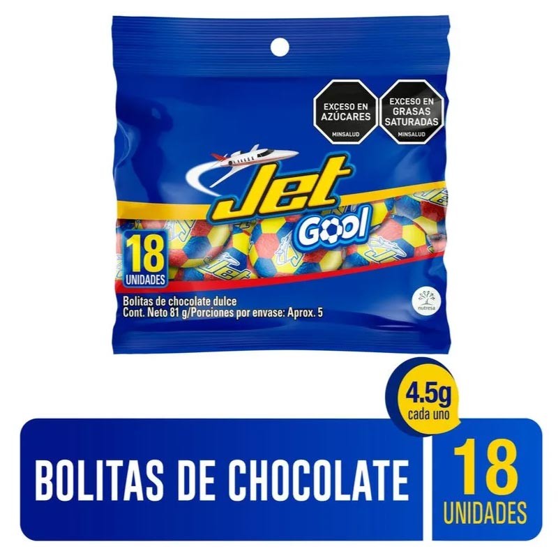 CHOCOLATINA JET GOOL BALONCITOS X 18UND