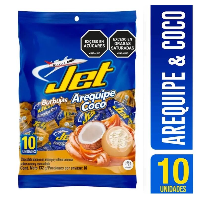 CHOCOLATINA BURBUJAS JET AREQUIPE Y COCO X 10UND