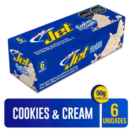 CHOCOLATINA JET COOKIES AND CREAM 50GR X 6UND