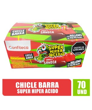 CHICLE SUPER HIPER ACIDO BARRAS X 70 UND
