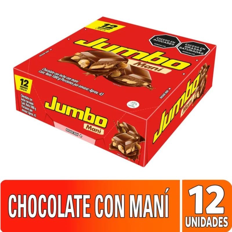 CHOCOLATINA JUMBO MANI 90GR X 12UND