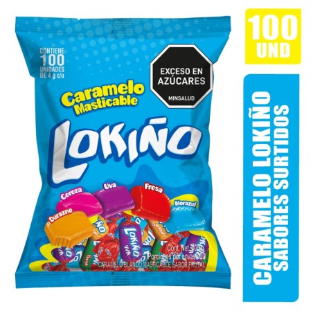 CARAMELO MASTICABLE LOKIÑO SURTIDO X 100UND
