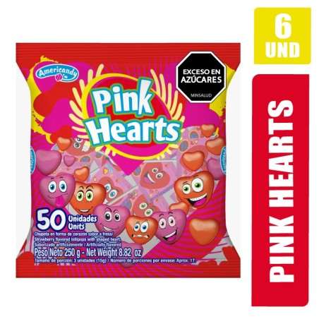 CHUPETAS PINK HEARTS X 50UND