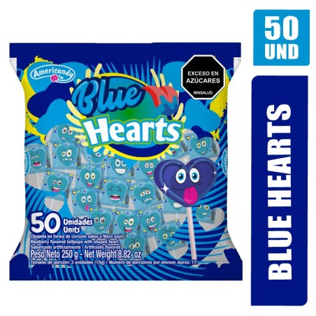 CHUPETAS BLUE HEARTS X 50UND