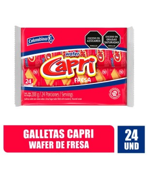GALLETAS WAFER CAPRI FRESA X 24UND
