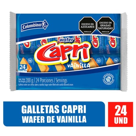 GALLETAS WAFER CAPRI VAINILLA X 24UND