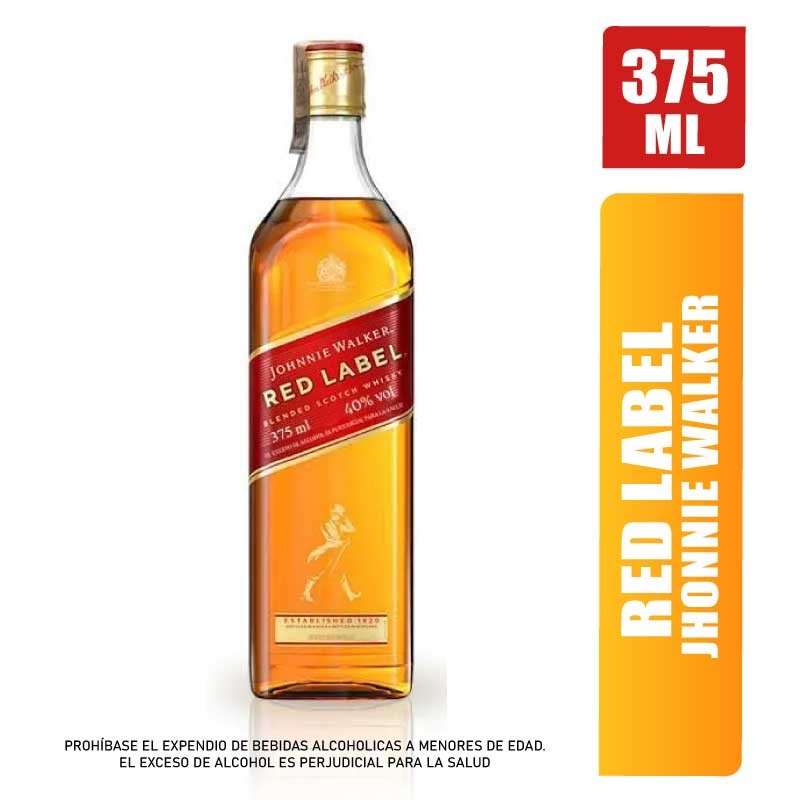 WHISKY JOHNNIE WALKER RED LABEL MEDIA X 375ML