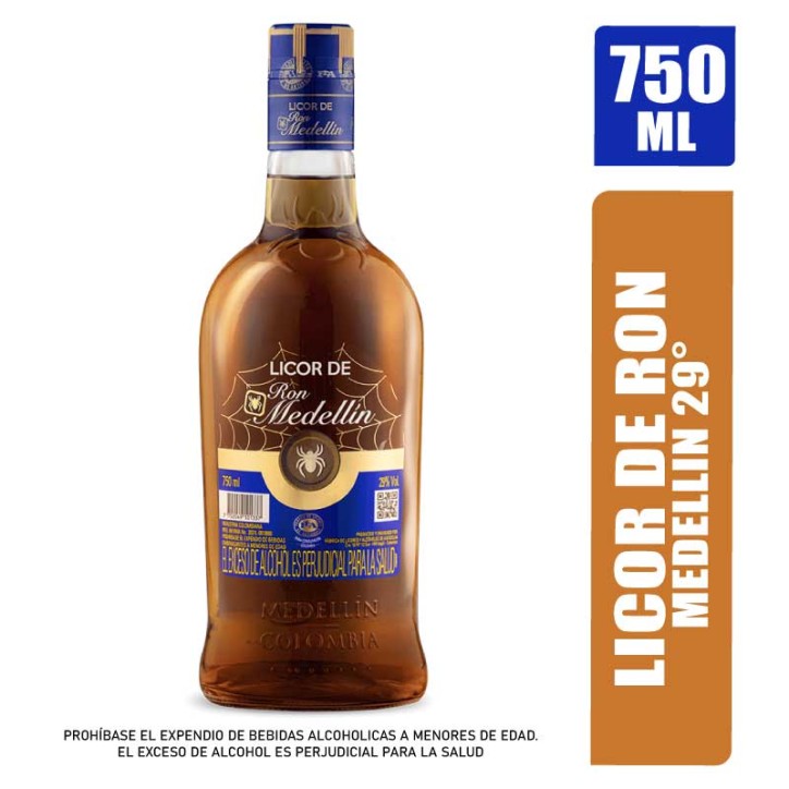 LICOR DE RON MEDELLIN 29° X 750ML