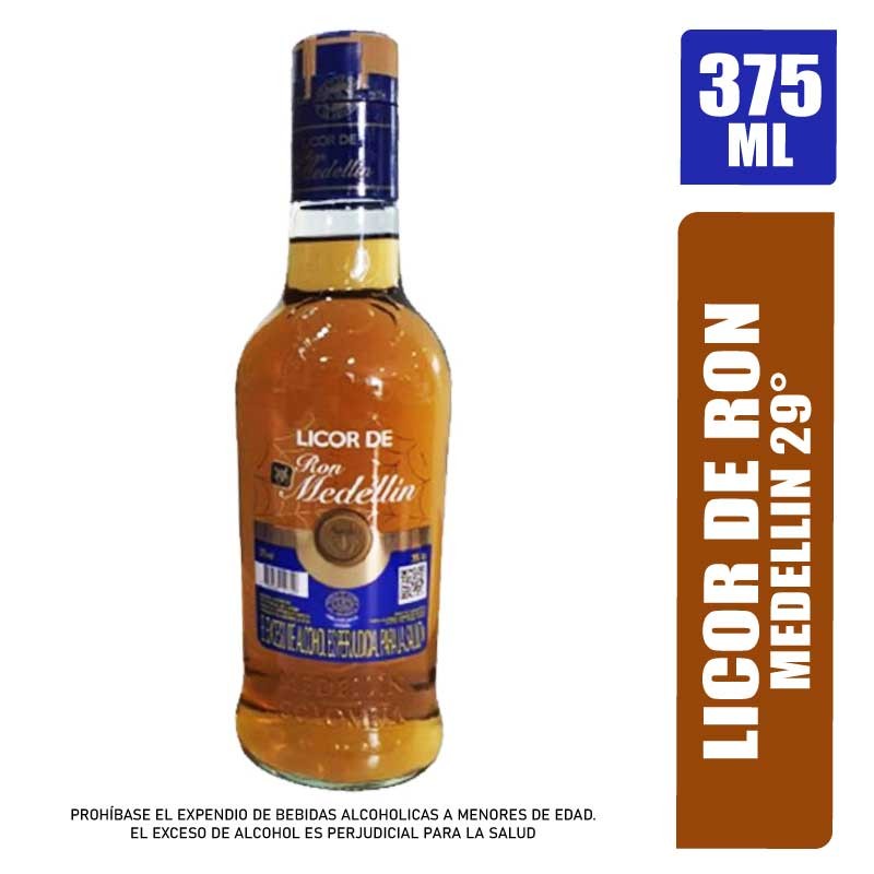 LICOR DE RON MEDELLIN 29° X 375ML
