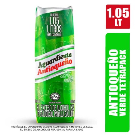AGUARDIENTE ANTIOQUEÑO VERDE TETRAPACK X 1050ML