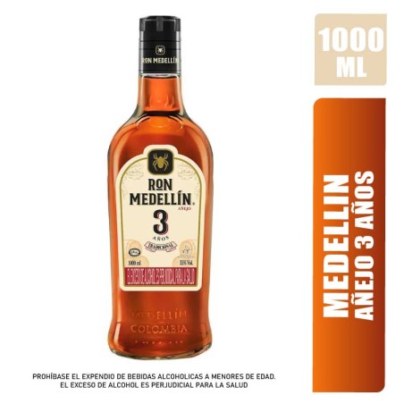 RON MEDELLIN AÑEJO 3 AÑOS X 1000ML