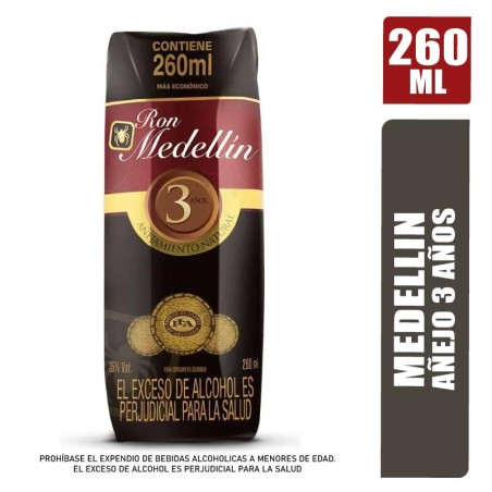RON MEDELLIN AÑEJO 3 AÑOS X 260ML