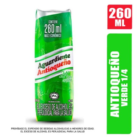 AGUARDIENTE ANTIOQUEÑO VERDE 1/4 X 260ML