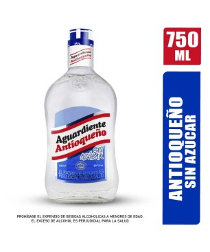 AGUARDIENTE ANTIOQUEÑO SIN AZUCAR X 750ML