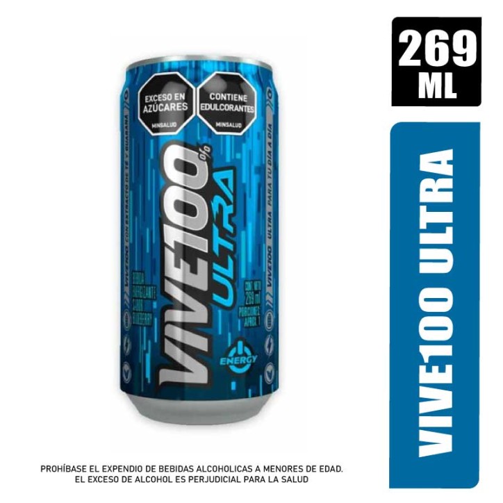 BEBIDA ENERGIZANTE VIVE 100 ULTRA LATA X 269ML